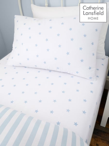 Bianca Blue Mini Star & Stripes Cotton Fitted Sheet (H78680) | £11 - £17