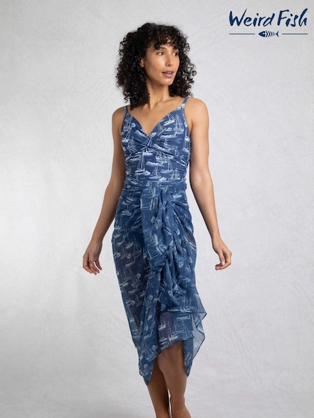 Weird Fish EnsignBlu Kiera Printed Sarong Scarf (H78804) | £75