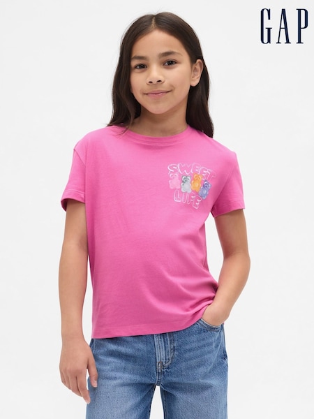 Gap Pink Sweets Graphic Crew Neck Short Sleeve T-Shirt (4-13yrs) (4-13yrs) (H78837) | £10