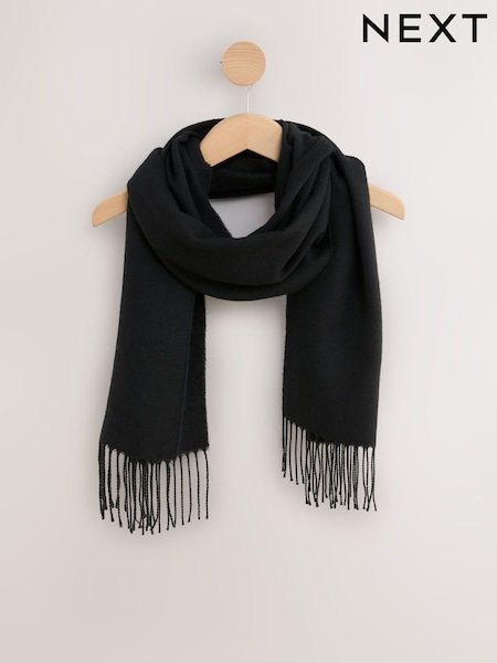 Black Premium Made in Italy Midweight Scarf with Containing Wool (H78866) | £30