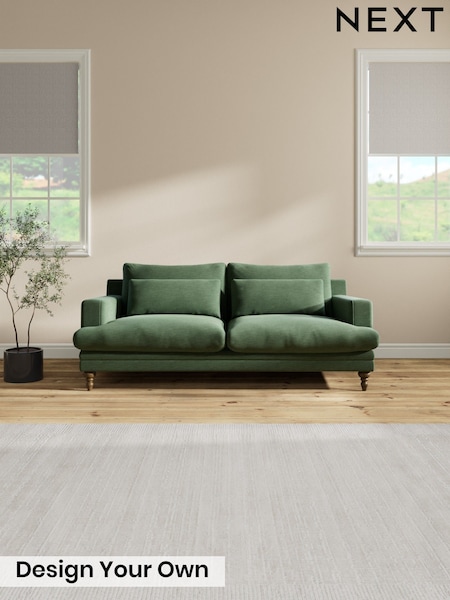 Fine Chenille Easy Clean/Mid Khaki Green - Hutton Deep Relaxed Sit