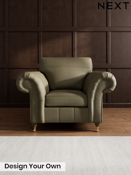 Turin Leather/Moss Green Gosford Button Arm Leather (H79498) | £2,075