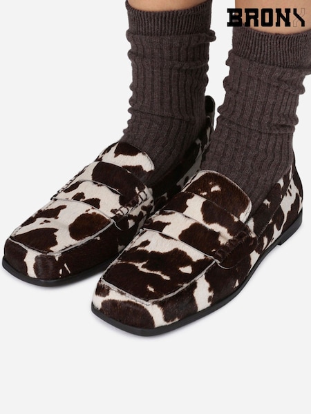 Bronx Brown Colby Cowprint Loafers (H79630) | £130