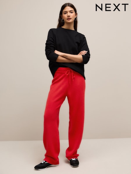 Red Knitted Joggers With Wool (H79666) | £34