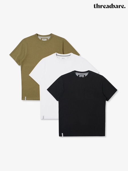Threadbare Black Cotton Jersey Slub Crew Neck T-Shirts 3 Pack (H79715) | £24