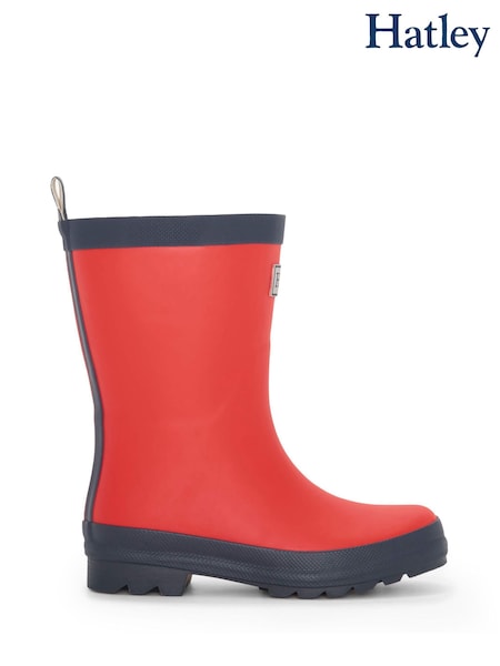 Hatley Red and Navy Matte Rain Wellies (H79730) | £33