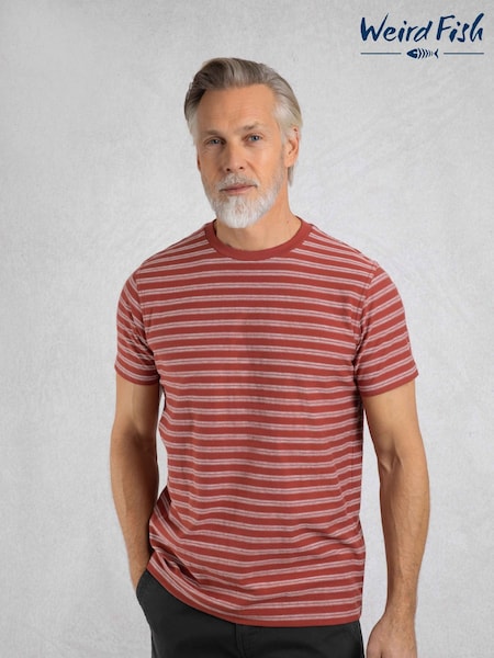 Weird Fish Red Steve Textured Stripe T-Shirt (H79765) | £35
