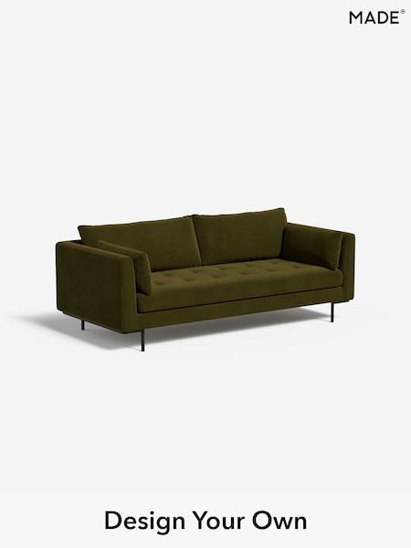 Matt Velvet Easy Clean/Deep Olive Green Harlow By Made (H79788) | £1,099