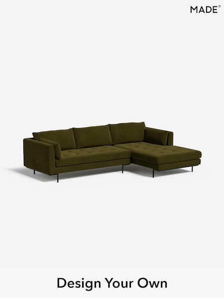 Matt Velvet Easy Clean/Deep Olive Green Harlow By Made (H79788) | £1,750