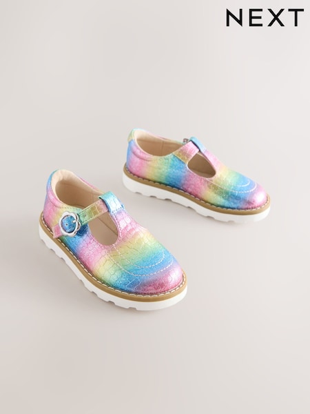 Multi Rainbow Shimmer Standard Fit (F) T-Bar Shoes (H79789) | £20 - £22