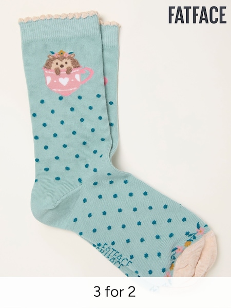 FatFace Green Haze Hedgehog Socks (H79819) | £7.50
