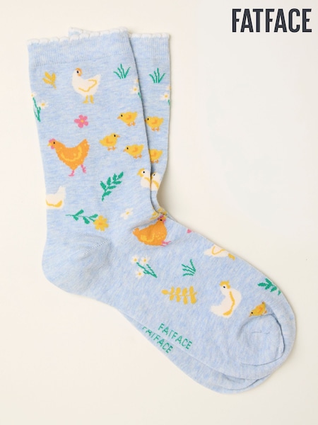 FatFace Light Blue Chicken Socks (H79824) | £7.50