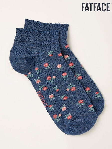 FatFace Navy Floral Trainer Socks (H79827) | £6