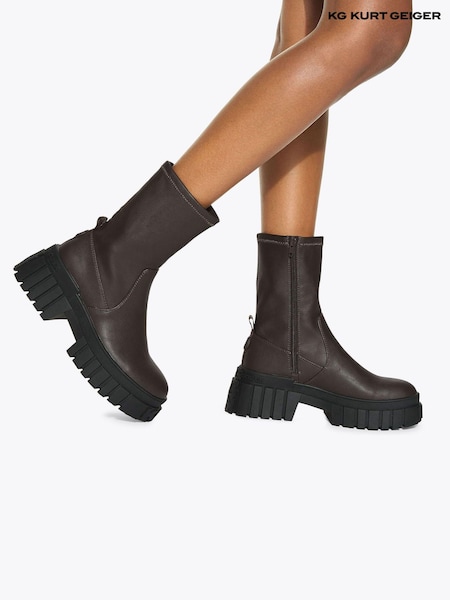 KG Kurt Geiger Tegan Sock Brown Boots (H79891) | £169
