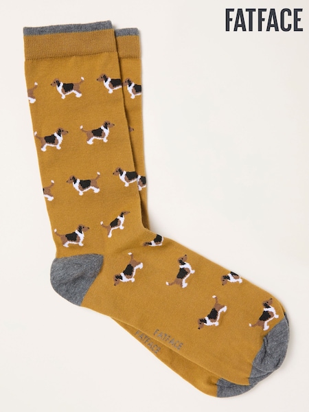 FatFace Mustard Yellow Dog Socks (H79909) | £7.50
