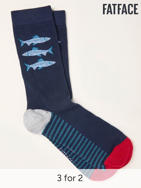 FatFace Navy Fish Socks (H79915) | £7.50