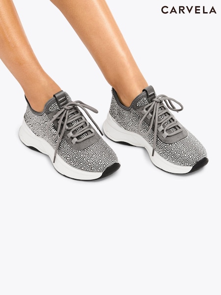 Carvela Grey Swift Jewel Runner Trainers (H79954) | £99