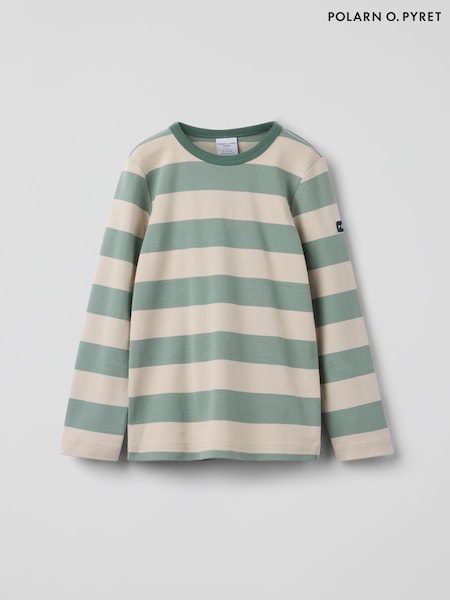 Polarn O. Pyret Green Cotton Block Stripe Top (H80181) | £20