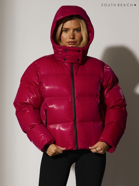 South Beach Pink Ski Padded Hooded Jacket (H80222) | £150