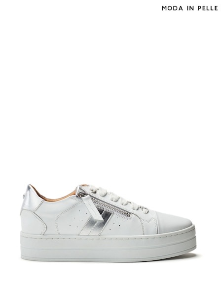 Moda in Pelle Botani Slab Sole White Trainers (H80238) | £0