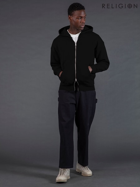 Religion Black UK Zip-Up Hoodie (H80353) | £0