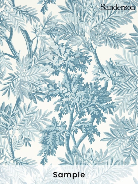 Sanderson Blue Tapestry Trees A4 Wallpaper Sample (H80450) | £1
