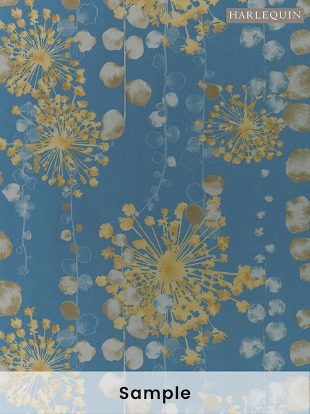 Harlequin Blue Moku Wide Width Purity Edit A4 Wallpaper Sample (H80467) | £1
