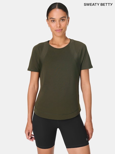 Sweaty Betty Green Breathe Easy Mesh T-Shirt (H80600) | £55