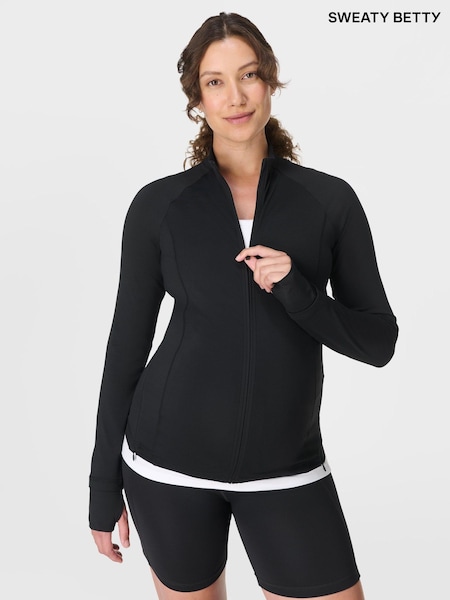 Sweaty Betty Black All Day Maternity Midlayer Sweatshirt (H80610) | £75