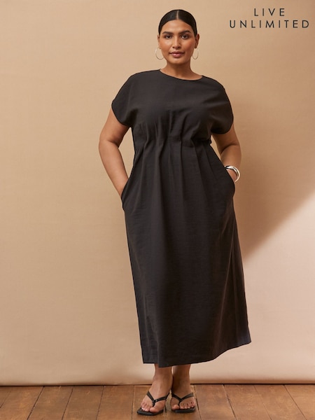 Live Unlimited Black Short Sleeve Pleated Dress (H80657) | £89