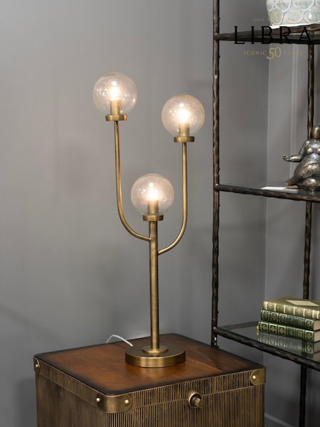 Libra Interiors Brass Wellesley Three Globe Table Lamp (H80730) | £350