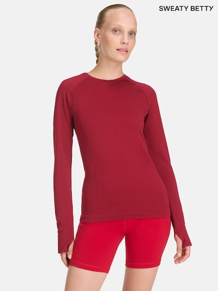 Sweaty Betty Red Athlete Seamless Workout Long Sleeve Top (H80738) | £55