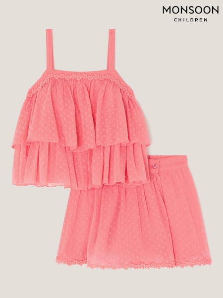 Monsoon Orange Biannca Polka Dot Chiffon Top & Skort Set (H80774) | £0