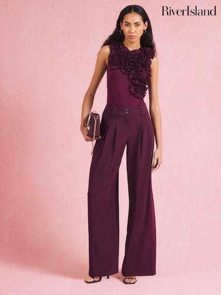 River Island Purple Ruffle Frill Bodysuit (H81030) | £42