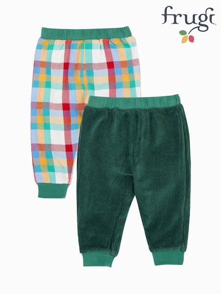 Frugi Blue Christmas Reversible Pull Up Trousers (H81313) | £34 - £36