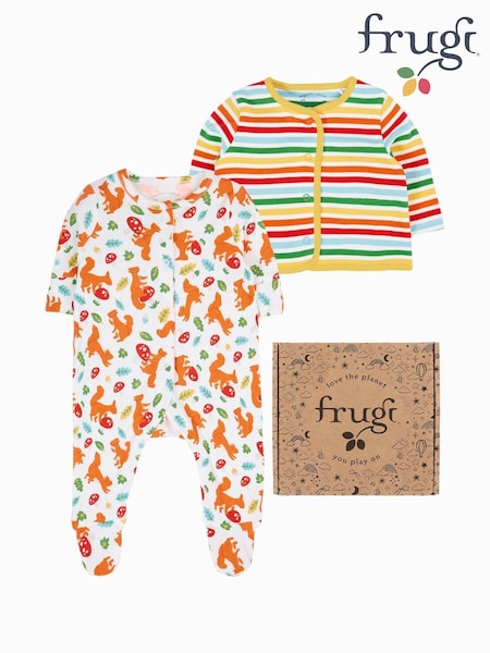 Frugi Blue Scrumptious Babygrow Gift Set (H81324) | £32