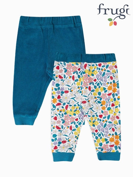 Frugi Blue Poppy Reversible Pull Ups Trousers (H81328) | £34 - £36