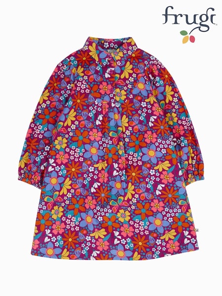 Frugi Purple Elsie Printed Cord Dress (H81340) | £36 - £38