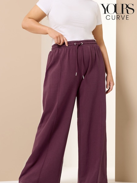 Yours Curve Red Wide Fit Wide Leg Joggers (H81547) | £24