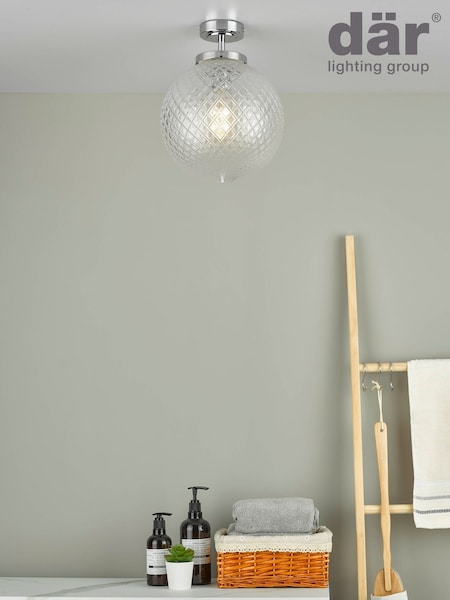 Dar Lighting Polished Chrome Textured Glass Wayne Semi Flush (H81649) | £100