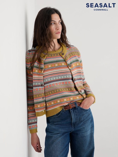 Seasalt Cornwall Blue Cove Cottage Fair Isle Cardigan (H81656) | £90