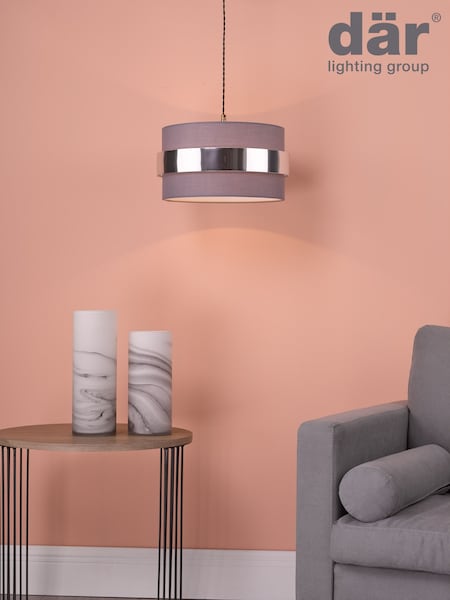 Dar Lighting Grey Easy Fit Oki Pendant Light (H81663) | £35