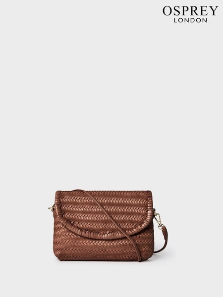Osprey London The Joss Woven Leather Cross-Body Clutch Brown Bag (H81689) | £0