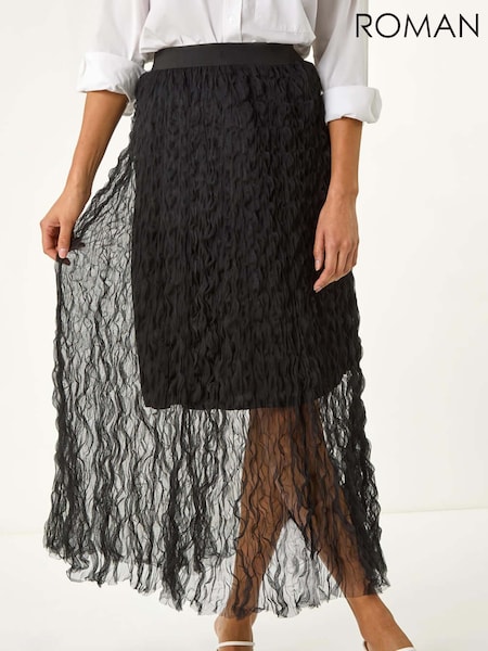 Roman Black Textured Mesh Skirt (H81734) | £0