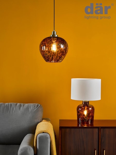 Dar Lighting Amber Glass Leandra Table Lamp (H81760) | £115