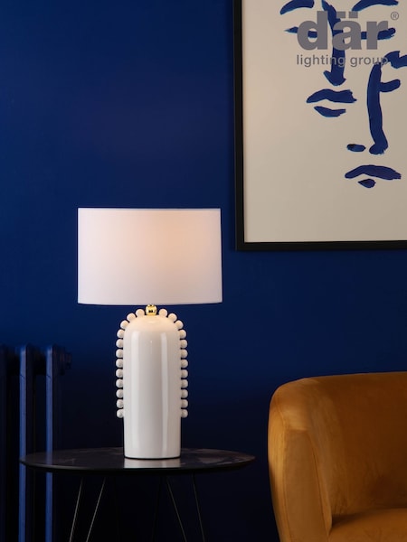 Dar Lighting White Polished Gold Dolce Table Lamp (H81770) | £140