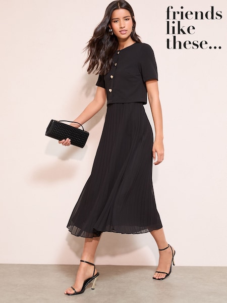 Friends Like These Black Button Down 2 in 1 Pleated Dress (H81934) | £55
