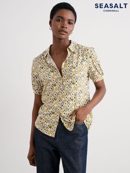 Seasalt Cornwall Yellow Embrace Short Sleeve Shirt (H81947) | £46