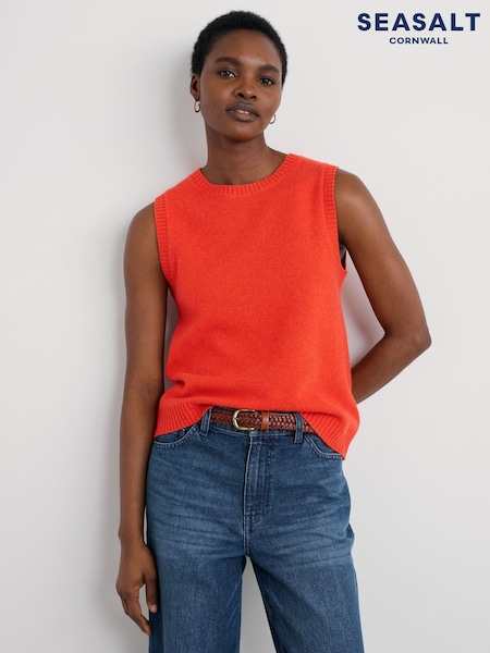 Seasalt Cornwall Orange East View Knitted Vest (H81960) | £56