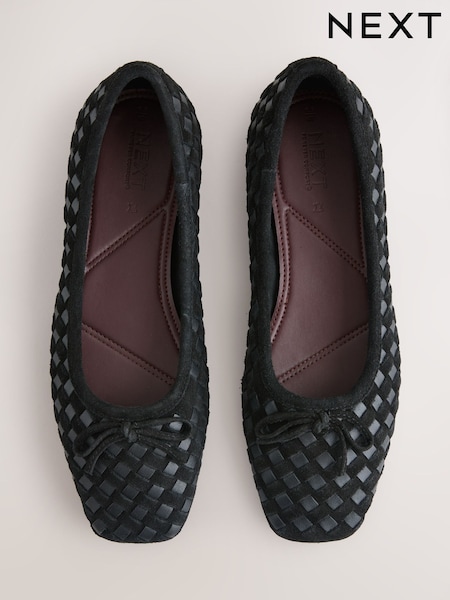 Black Forever Comfort® Leather Weave Ballet Flats (H81987) | £48
